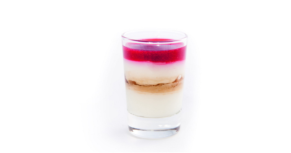 Verrine fromage blanc miel noix framboise